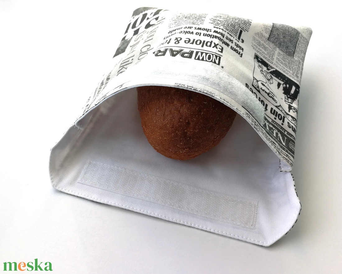 Újságos snackbag, tépőzáras uzsitasak, vízhatlan szendvicstartó, uzsonnás tasak, szendvics tartó újraszalvéta - táska & tok - uzsonna- & ebéd tartó - szendvics csomagoló - Meska.hu