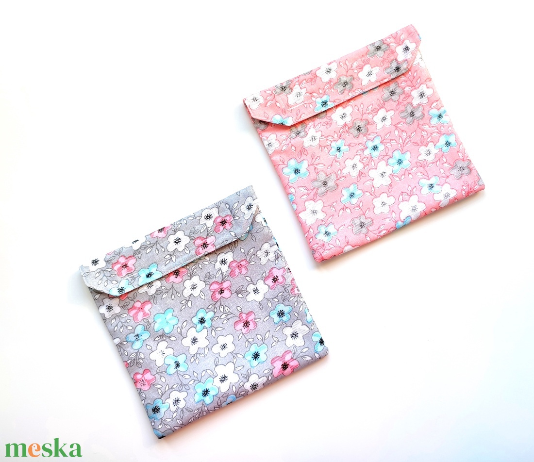 2 db-os virágos zerowaste szett: tépőzáras vízhatlan snackbag szett - uzsitasak és szendvics csomagoló akciós termékkép 1