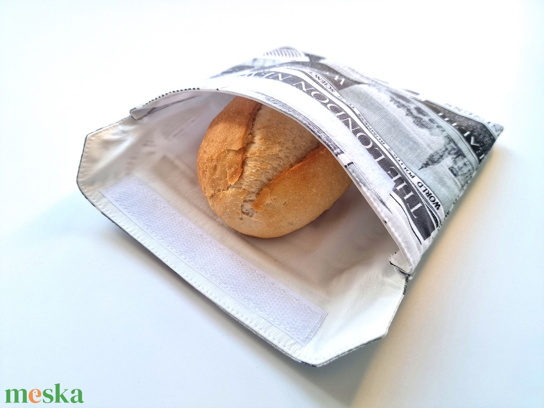 Újságpapíros snackbag, tépőzáras uzsitasak, vízhatlan szendvicstartó, uzsonnás tasak, szendvics tartó újraszalvéta - táska & tok - uzsonna- & ebéd tartó - szendvics csomagoló - Meska.hu