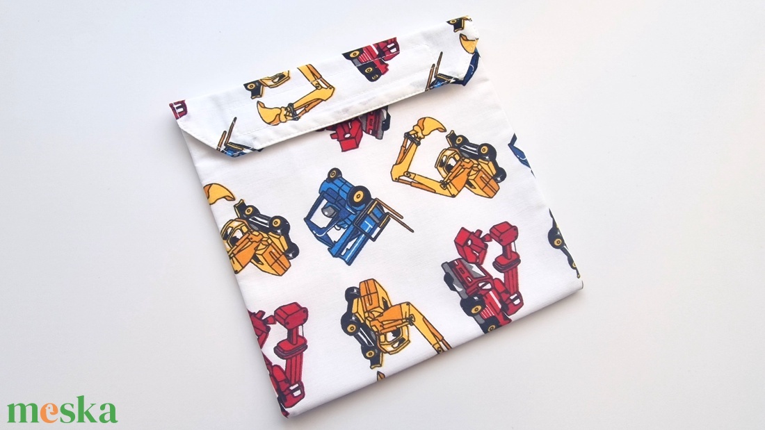 Nagy munkagépes snackbag, tépőzáras uzsitasak, vízhatlan szendvicstartó, uzsonnás tasak, szendvics tartó - táska & tok - uzsonna- & ebéd tartó - szendvics csomagoló - Meska.hu