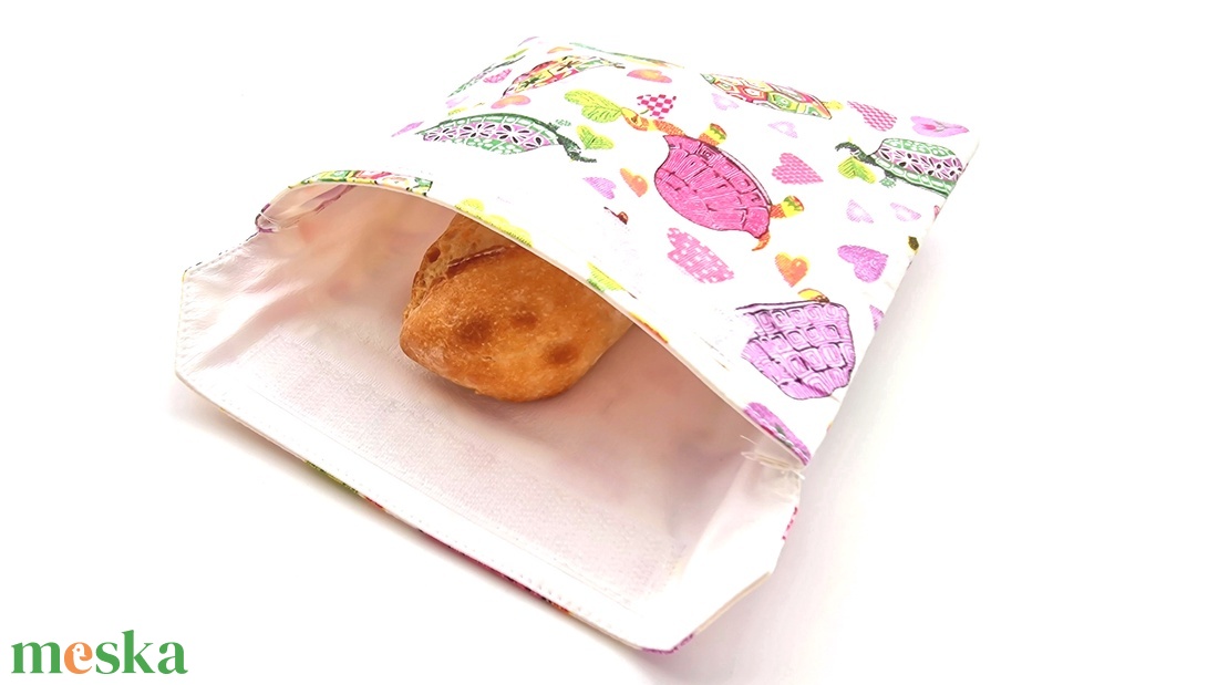 Teknősös snackbag, tépőzáras uzsitasak, vízhatlan szendvicstartó, uzsonnás tasak, szendvics tartó újraszalvéta - táska & tok - uzsonna- & ebéd tartó - szendvics csomagoló - Meska.hu