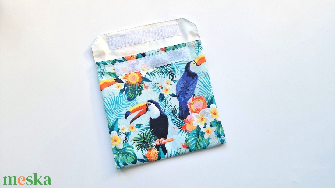Trópusi virágos, tukán snackbag, tépőzáras uzsitasak, vízhatlan szendvicstartó, uzsonnás tasak, uzsonnás szendvics tartó - táska & tok - uzsonna- & ebéd tartó - szendvics csomagoló - Meska.hu