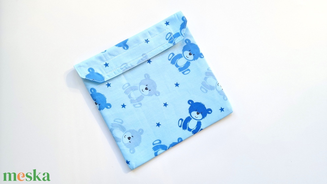 Kék macis, kisfiús snackbag, tépőzáras uzsitasak, vízhatlan szendvicstartó, uzsonnás tasak, uzsonnás szendvics tartó - táska & tok - uzsonna- & ebéd tartó - szendvics csomagoló - Meska.hu