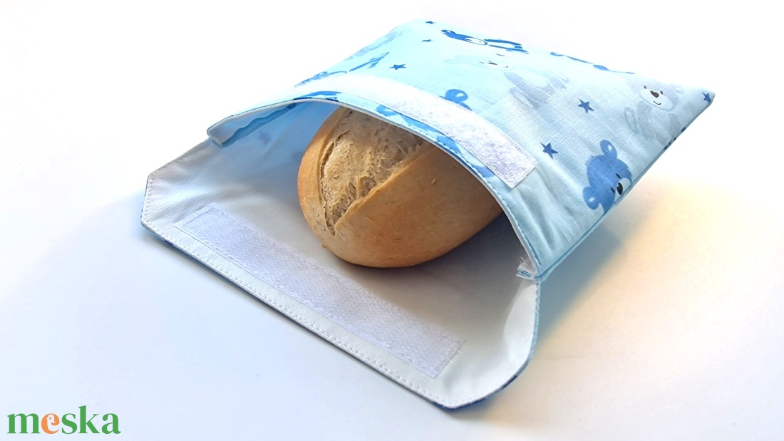 Kék macis, kisfiús snackbag, tépőzáras uzsitasak, vízhatlan szendvicstartó, uzsonnás tasak, uzsonnás szendvics tartó - táska & tok - uzsonna- & ebéd tartó - szendvics csomagoló - Meska.hu