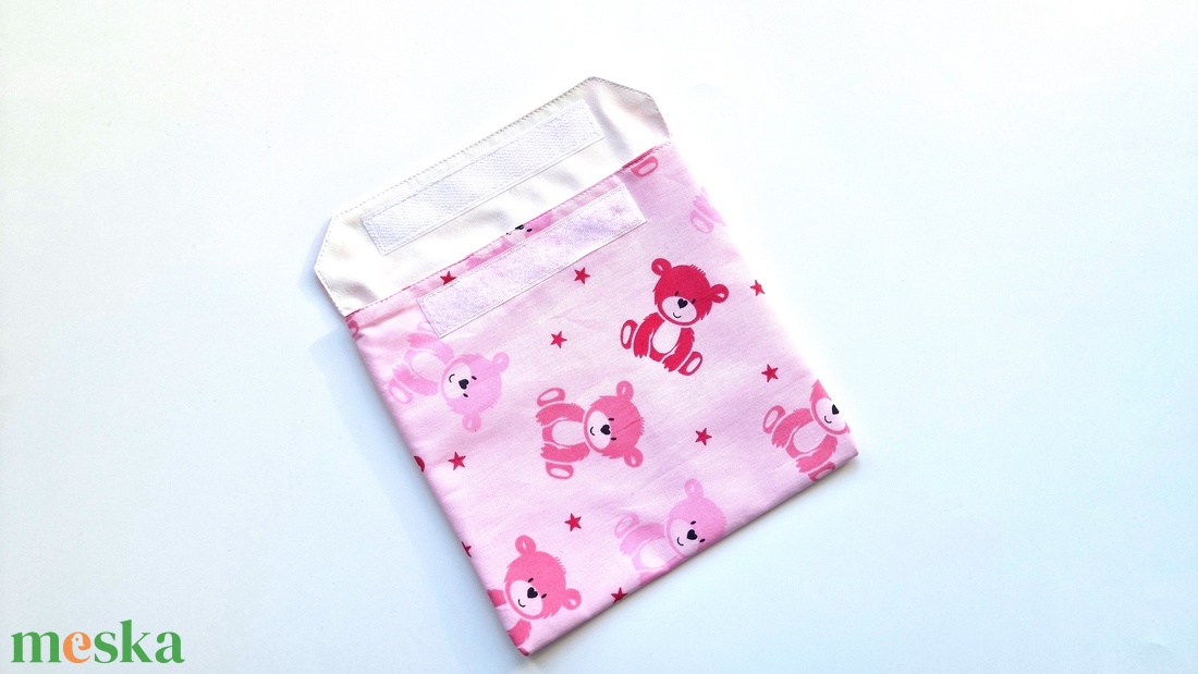 Rózsaszín macis  snackbag, tépőzáras uzsitasak, vízhatlan szendvicstartó, uzsonnás tasak, uzsonnás szendvics tartó - táska & tok - uzsonna- & ebéd tartó - szendvics csomagoló - Meska.hu