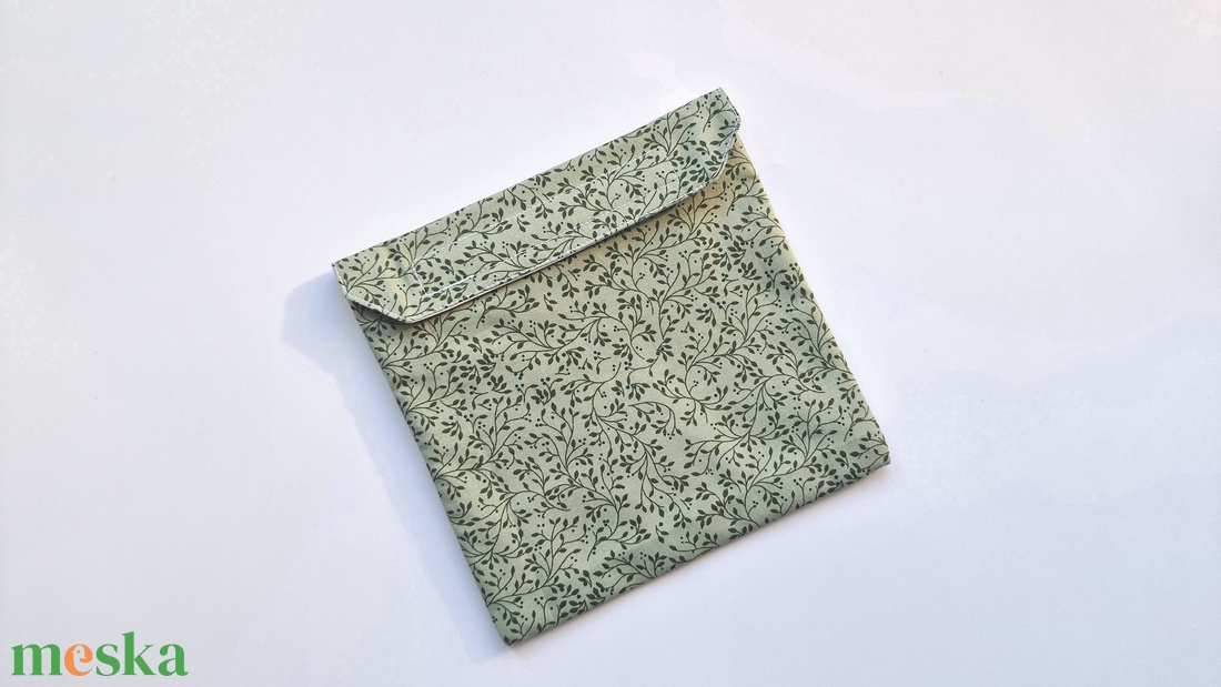 Zöld leveles indás snackbag, tépőzáras uzsitasak, vízhatlan szendvicstartó, uzsonnás tasak, uzsonnás szendvics tartó - táska & tok - uzsonna- & ebéd tartó - szendvics csomagoló - Meska.hu