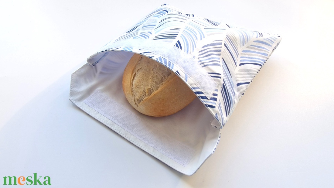 Kék szálkás tollas snackbag, tépőzáras uzsitasak, vízhatlan szendvicstartó, uzsonnás tasak, uzsonnás szendvics tartó - táska & tok - uzsonna- & ebéd tartó - szendvics csomagoló - Meska.hu