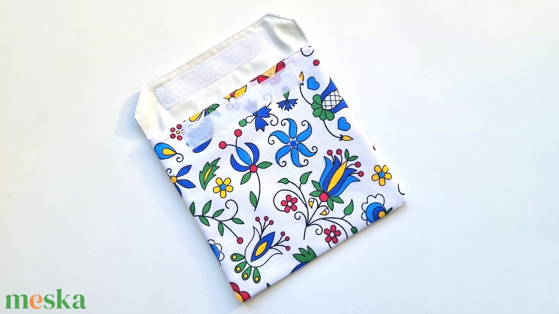 Kék matyó motívumos snackbag, tépőzáras uzsitasak, vízhatlan szendvicstartó, uzsonnás tasak, uzsonnás szendvics tartó - táska & tok - uzsonna- & ebéd tartó - szendvics csomagoló - Meska.hu