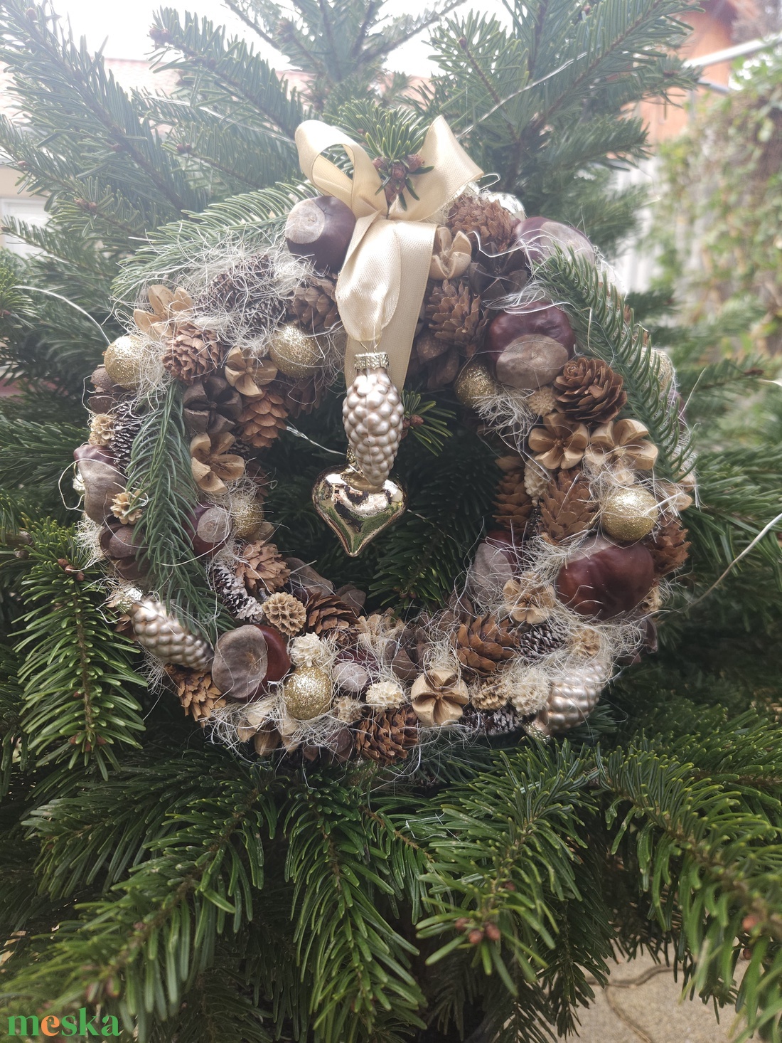 Természetes karácsonyi ajtódísz - karácsony - karácsonyi lakásdekoráció - karácsonyi ajtódíszek - Meska.hu