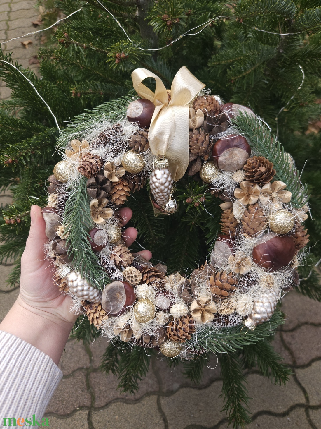 Természetes karácsonyi ajtódísz - karácsony - karácsonyi lakásdekoráció - karácsonyi ajtódíszek - Meska.hu