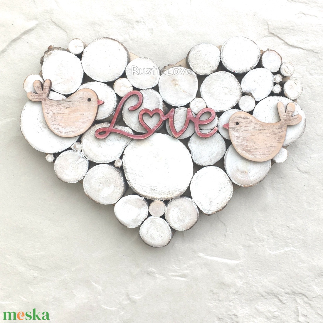 Rusztikus szív szerelmes madárkákkal - nászajándék, pénzátadó - esküvő - emlék & ajándék - nászajándék - esküvői pénzátadó képkeret - Meska.hu