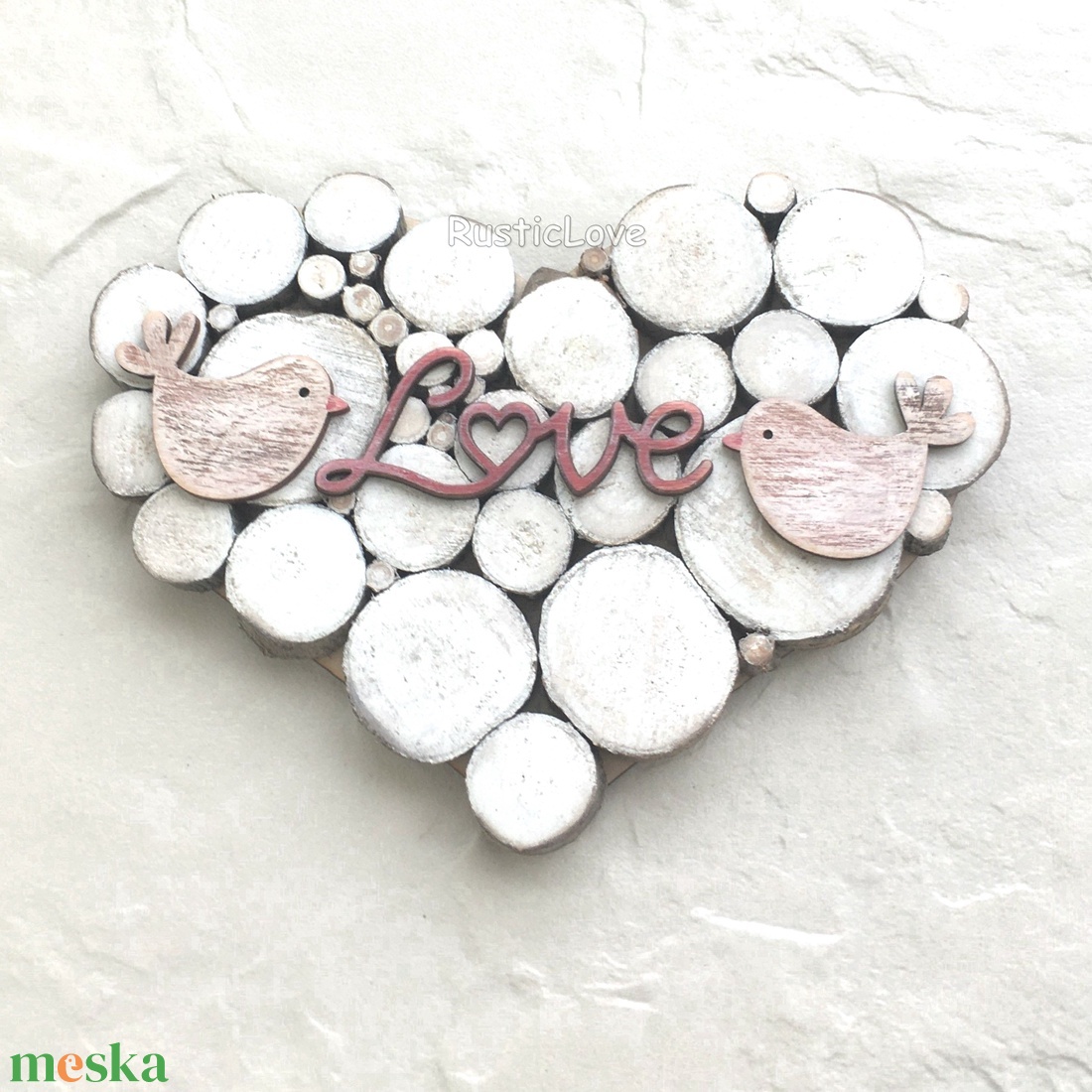 Rusztikus szív szerelmes madárkákkal - nászajándék, pénzátadó - esküvő - emlék & ajándék - nászajándék - esküvői pénzátadó képkeret - Meska.hu