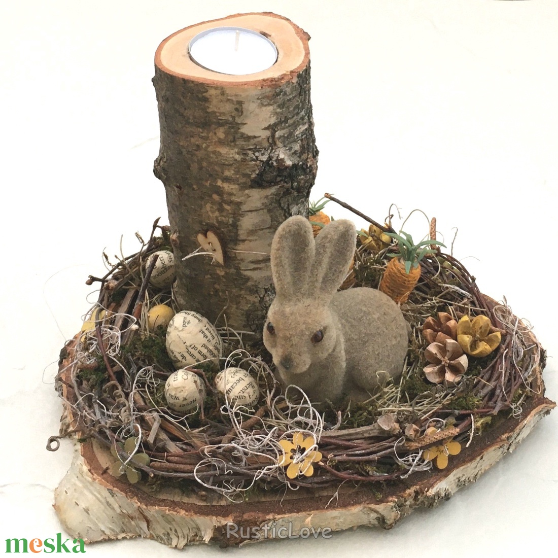 Nyuszi kertje - húsvéti asztaldísz fa mécsestartóval - otthon & életmód - dekoráció - asztal és polc dekoráció - asztaldísz - Meska.hu Nyuszi kertje - húsvéti asztaldísz fa mécsestartóval - otthon & életmód - dekoráció - asztal és polc dekoráció - asztaldísz - Meska.hu