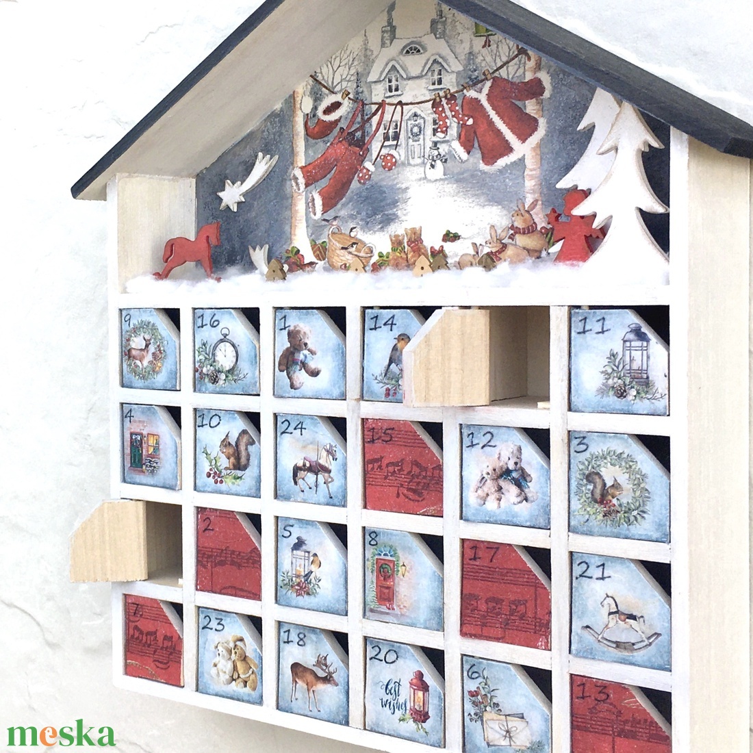 Fa adventi naptár, kalendárium - házikó - karácsony - adventi díszek - adventi naptár - Meska.hu Fa adventi naptár, kalendárium - házikó - karácsony - adventi díszek - adventi naptár - Meska.hu