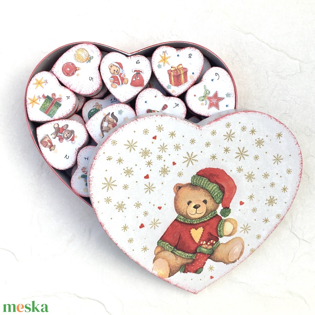 Adventi naptár, szívek - Mackó - karácsony - adventi díszek - adventi naptár - Meska.hu Adventi naptár, szívek - Mackó - karácsony - adventi díszek - adventi naptár - Meska.hu