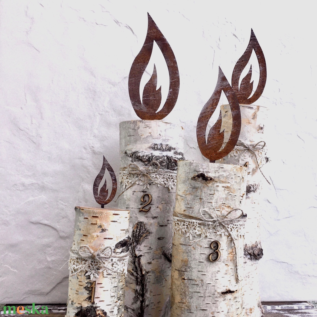 Nyírfarönk gyertya - 4 db - karácsony - adventi díszek - adventi koszorú - Meska.hu