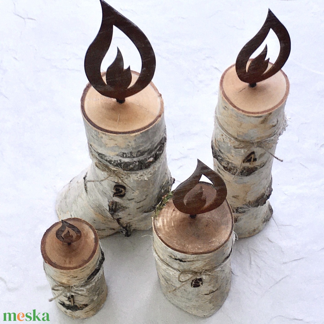 Nyírfarönk gyertya - 4 db - karácsony - adventi díszek - adventi koszorú - Meska.hu