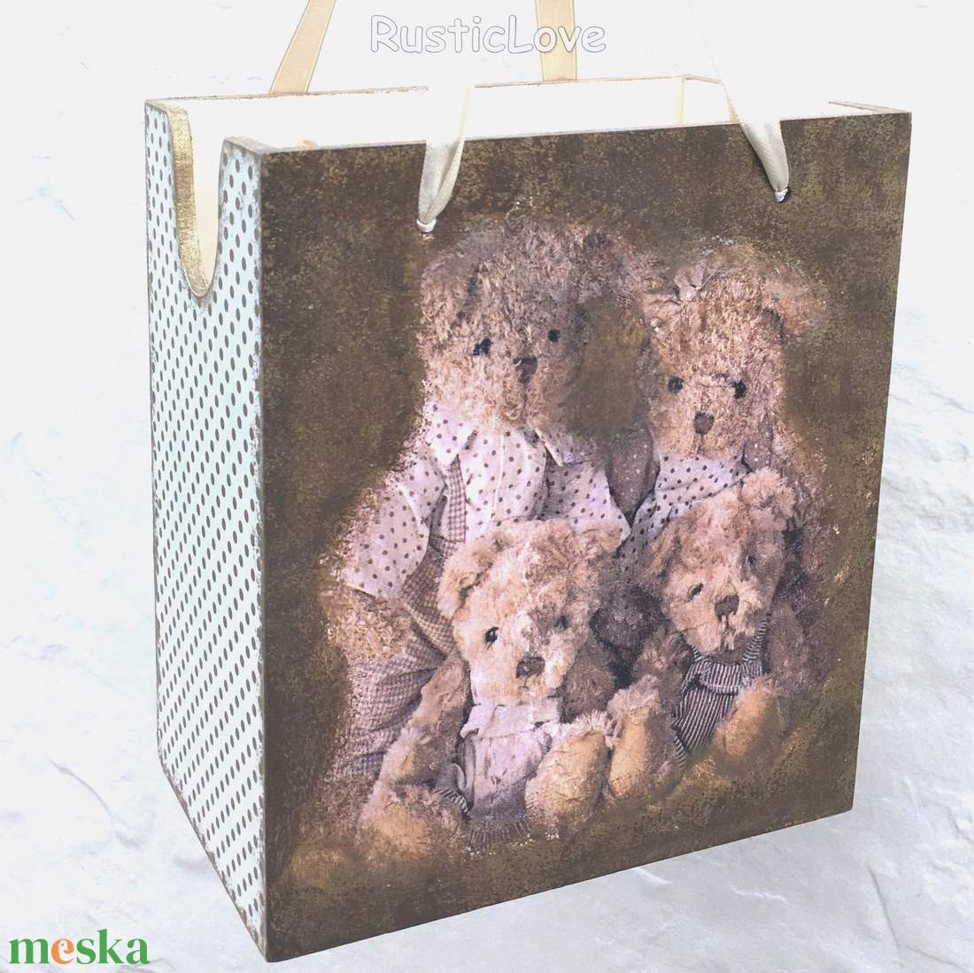 Fa tasak ajándékhoz - mackócsalád  - karácsony - karácsonyi ajándékozás - karácsonyi ajándékcsomagolás - Meska.hu