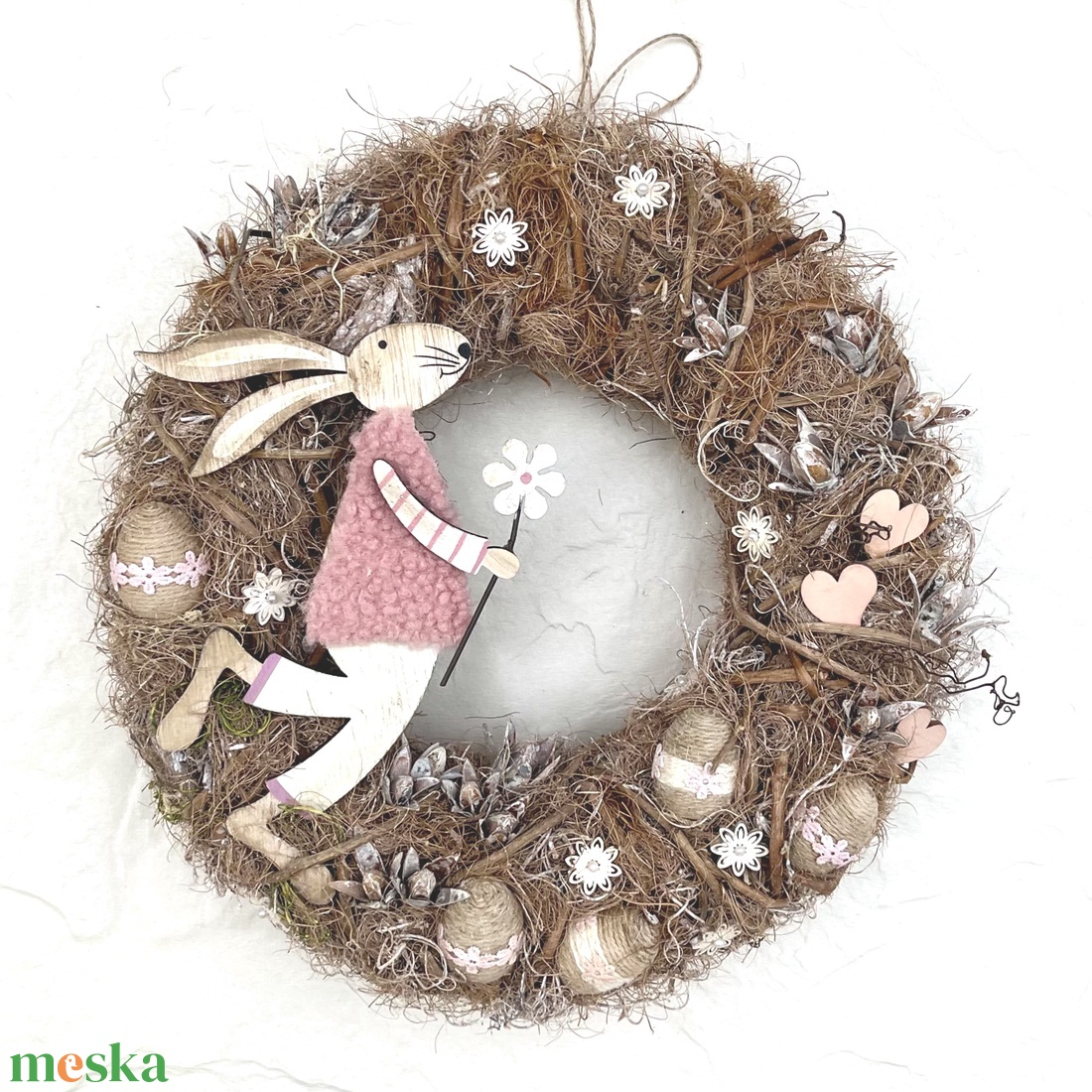 Nyuszkó - húsvéti, tavaszi kopogtató  - otthon & életmód - dekoráció - ajtó- és ablak dekoráció - ajtódísz & kopogtató - Meska.hu