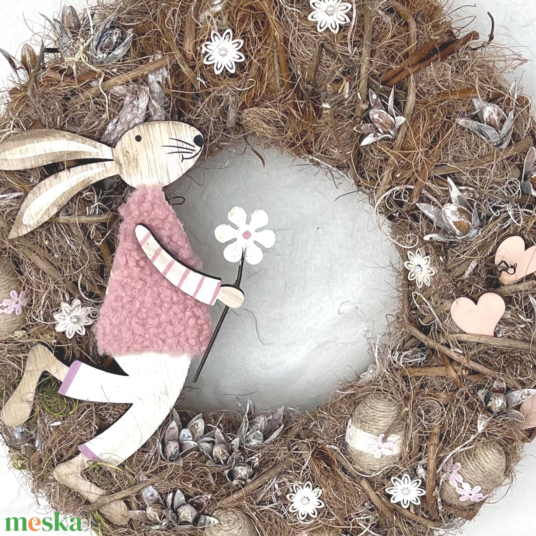 Nyuszkó - húsvéti, tavaszi kopogtató  - otthon & életmód - dekoráció - ajtó- és ablak dekoráció - ajtódísz & kopogtató - Meska.hu