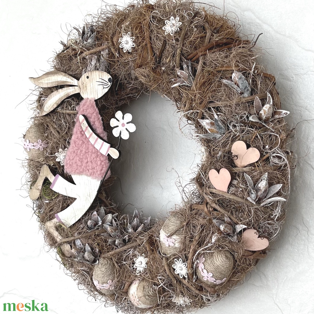 Nyuszkó - húsvéti, tavaszi kopogtató  - otthon & életmód - dekoráció - ajtó- és ablak dekoráció - ajtódísz & kopogtató - Meska.hu