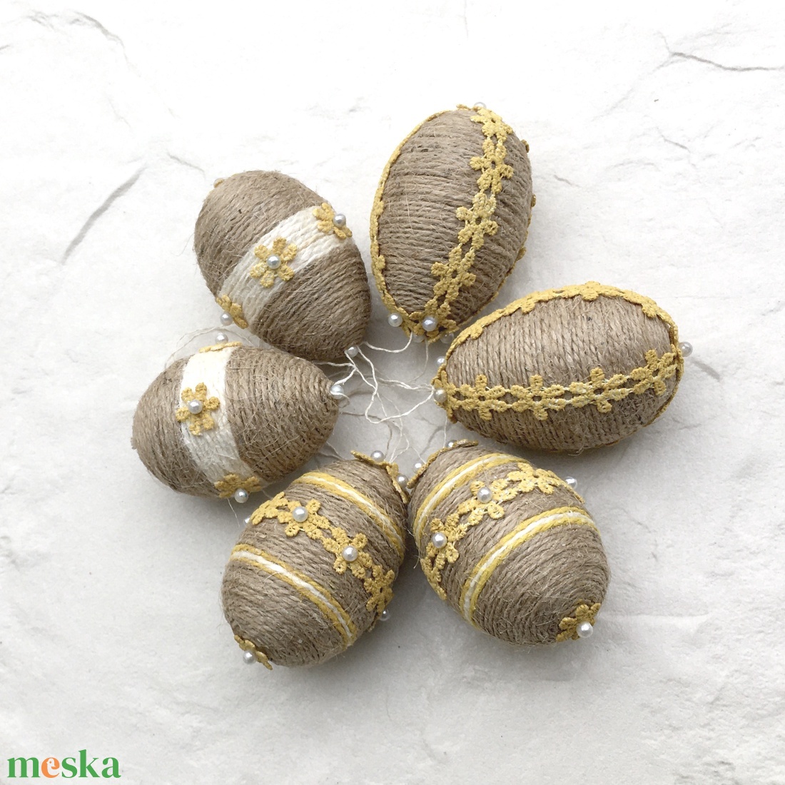 Húsvéti tojások, rusztikus - 6 db - otthon & életmód - dekoráció - fali és függő dekoráció - függődísz - Meska.hu