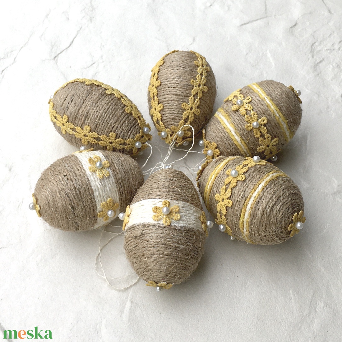 Húsvéti tojások, rusztikus - 6 db - otthon & életmód - dekoráció - fali és függő dekoráció - függődísz - Meska.hu