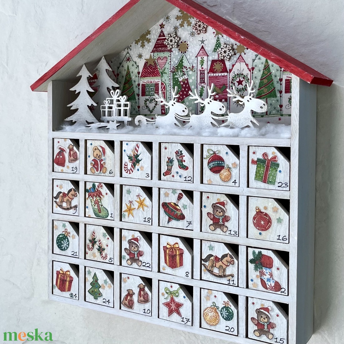 Fa adventi naptár, kalendárium - téli házikó - karácsony - adventi díszek - adventi naptár - Meska.hu Fa adventi naptár, kalendárium - téli házikó - karácsony - adventi díszek - adventi naptár - Meska.hu