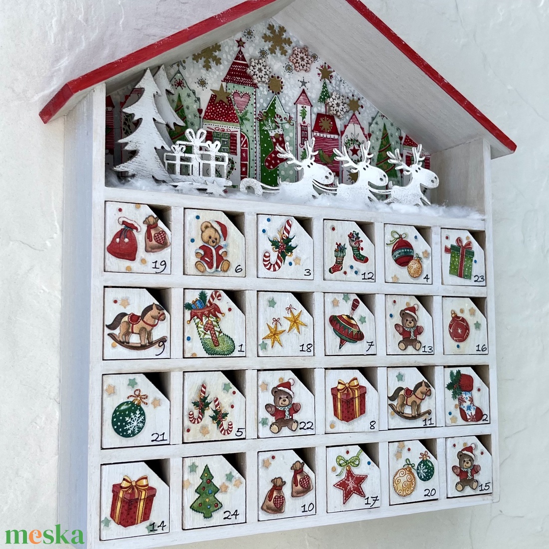 Fa adventi naptár, kalendárium - téli házikó - karácsony - adventi díszek - adventi naptár - Meska.hu Fa adventi naptár, kalendárium - téli házikó - karácsony - adventi díszek - adventi naptár - Meska.hu