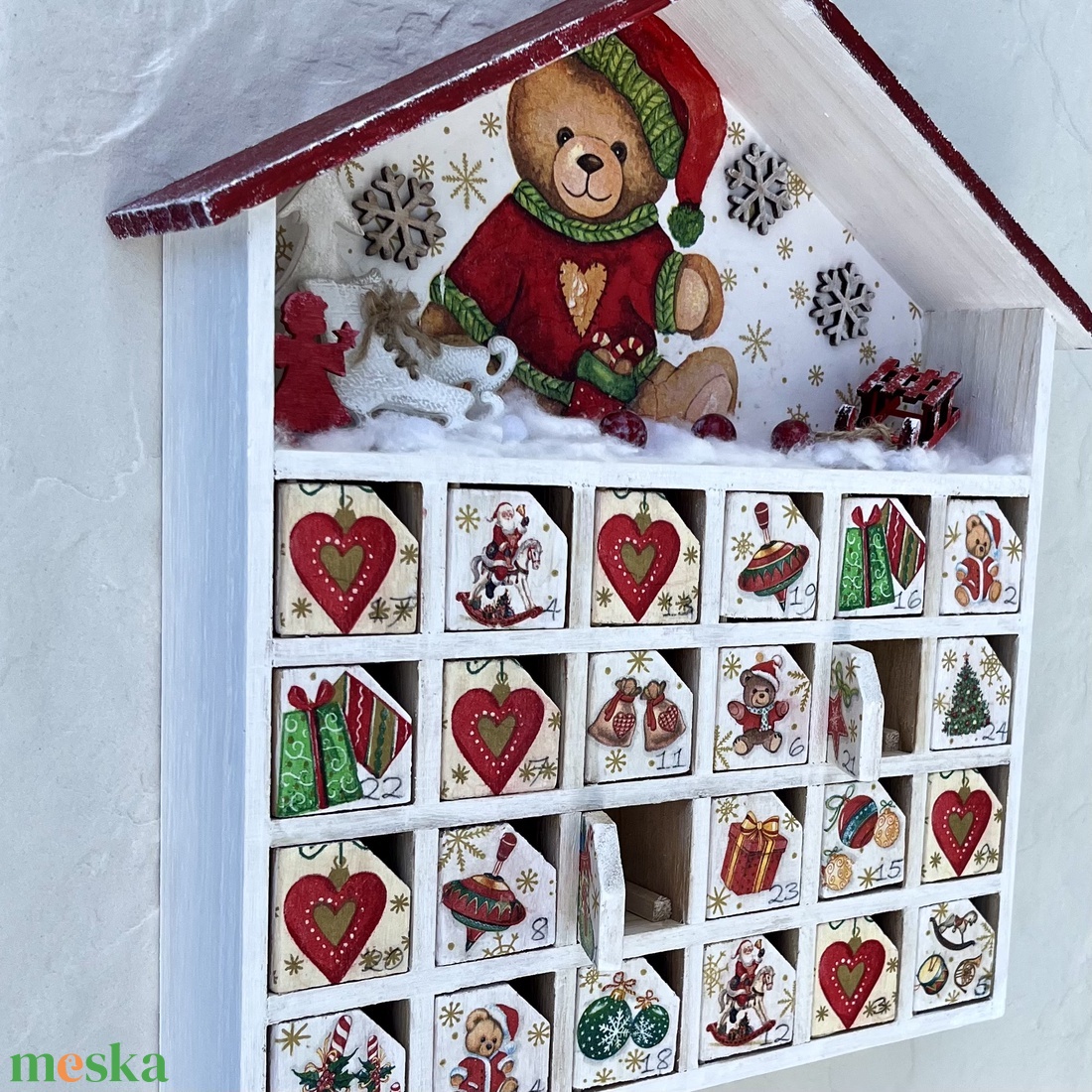 Adventi házikó, naptár mackóval - karácsony - adventi díszek - adventi naptár - Meska.hu Adventi házikó, naptár mackóval - karácsony - adventi díszek - adventi naptár - Meska.hu