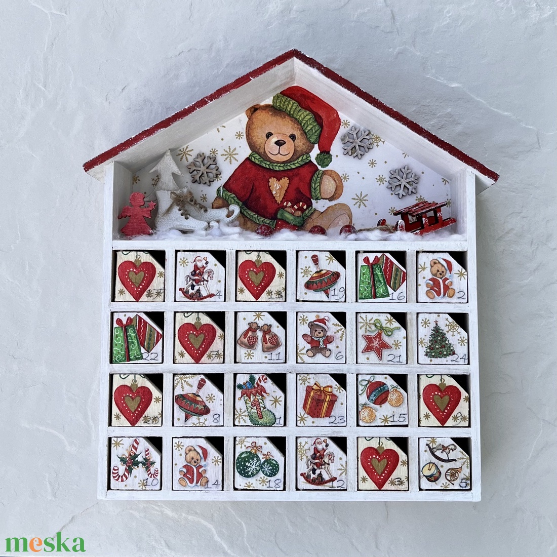 Adventi házikó, naptár mackóval - karácsony - adventi díszek - adventi naptár - Meska.hu Adventi házikó, naptár mackóval - karácsony - adventi díszek - adventi naptár - Meska.hu