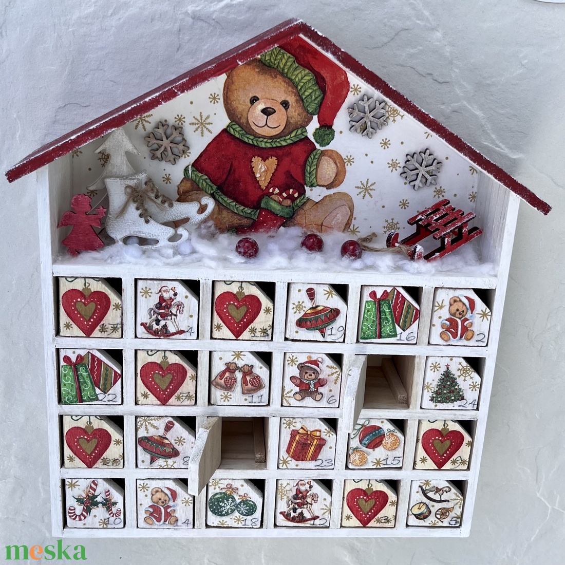 Adventi házikó, naptár mackóval - karácsony - adventi díszek - adventi naptár - Meska.hu Adventi házikó, naptár mackóval - karácsony - adventi díszek - adventi naptár - Meska.hu