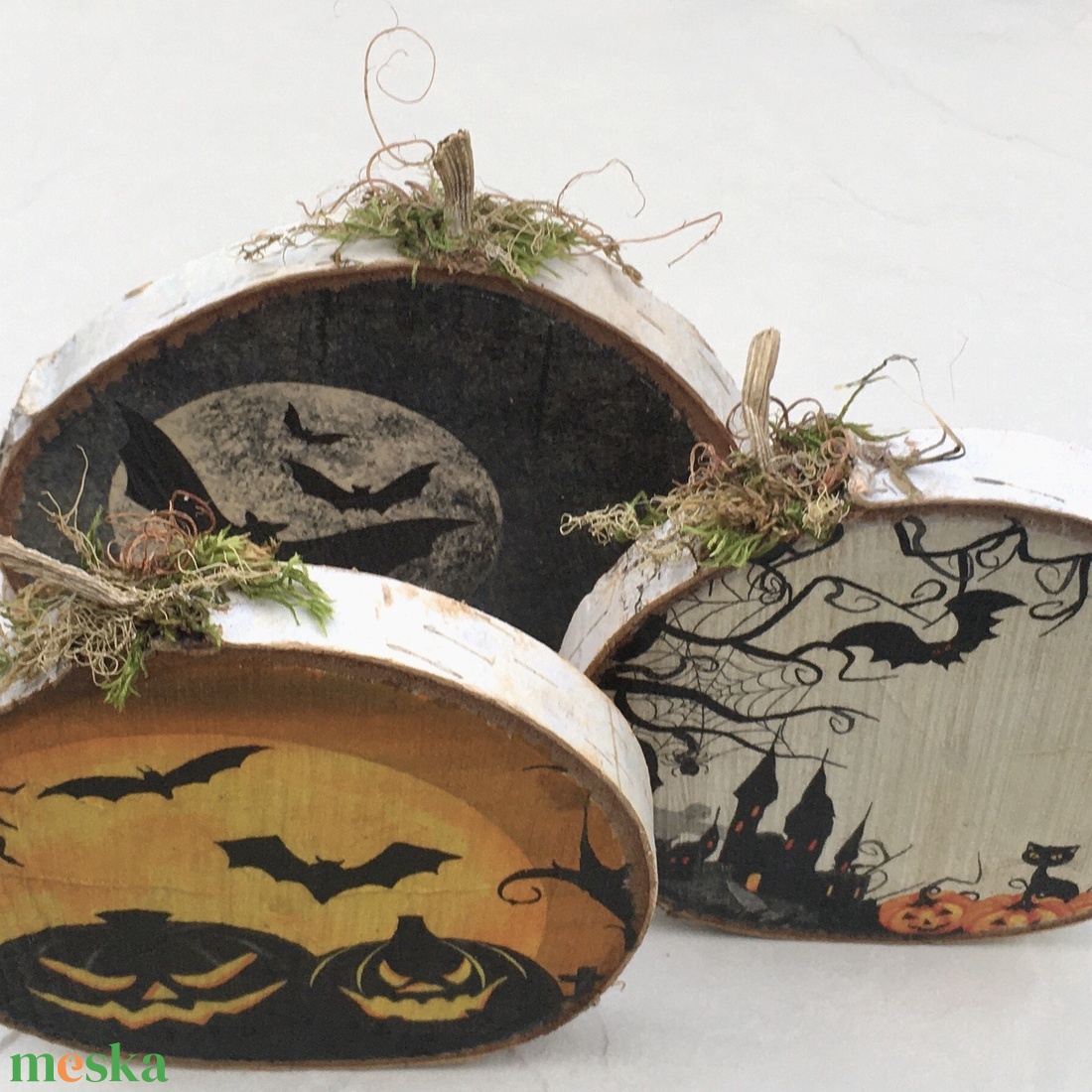 Halloween, ősz - tök dekoráció fából, asztaldísz - otthon & életmód - dekoráció - halloween - halloweeni tök - Meska.hu