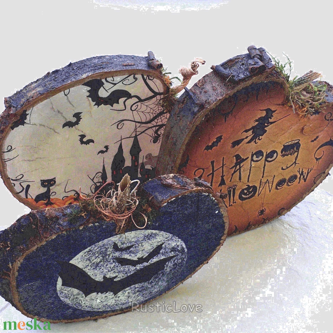 Tök dekoráció fából őszre, Halloweenre - otthon & életmód - dekoráció - halloween - halloweeni dekoráció - Meska.hu
