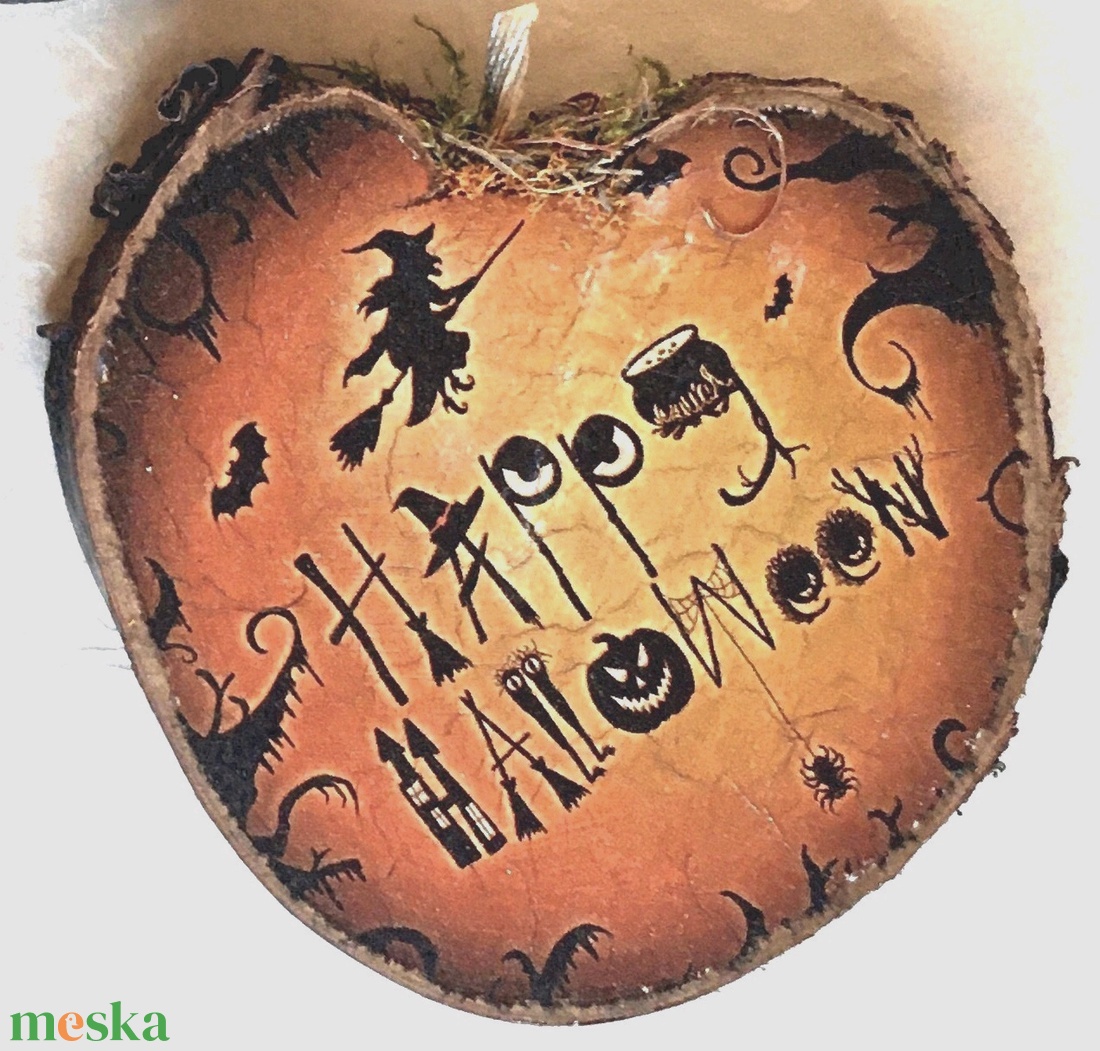 Tök dekoráció fából őszre, Halloweenre - otthon & életmód - dekoráció - halloween - halloweeni dekoráció - Meska.hu