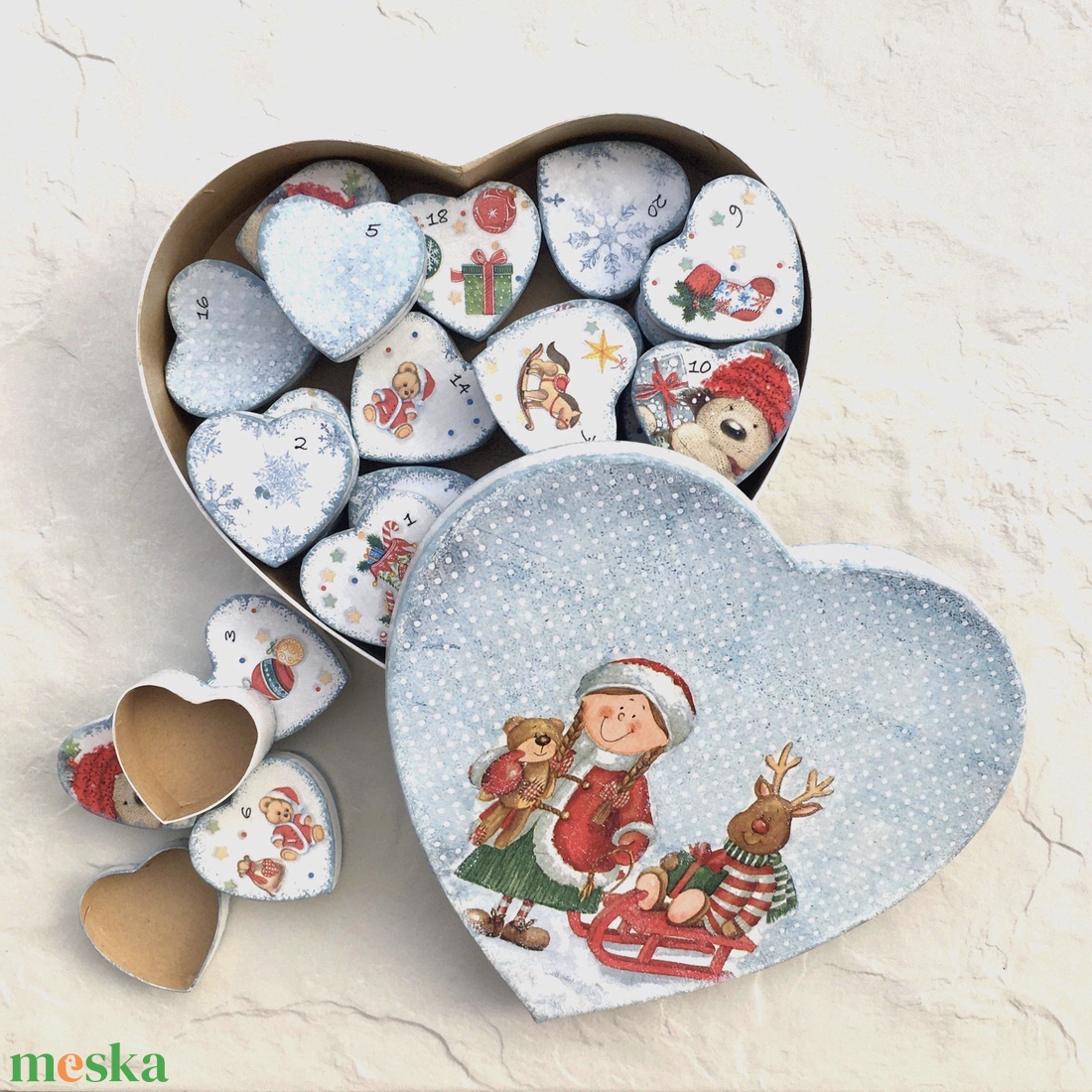 Adventi szívek  naptár, várakozás - karácsony - adventi díszek - adventi naptár - Meska.hu Adventi szívek  naptár, várakozás - karácsony - adventi díszek - adventi naptár - Meska.hu