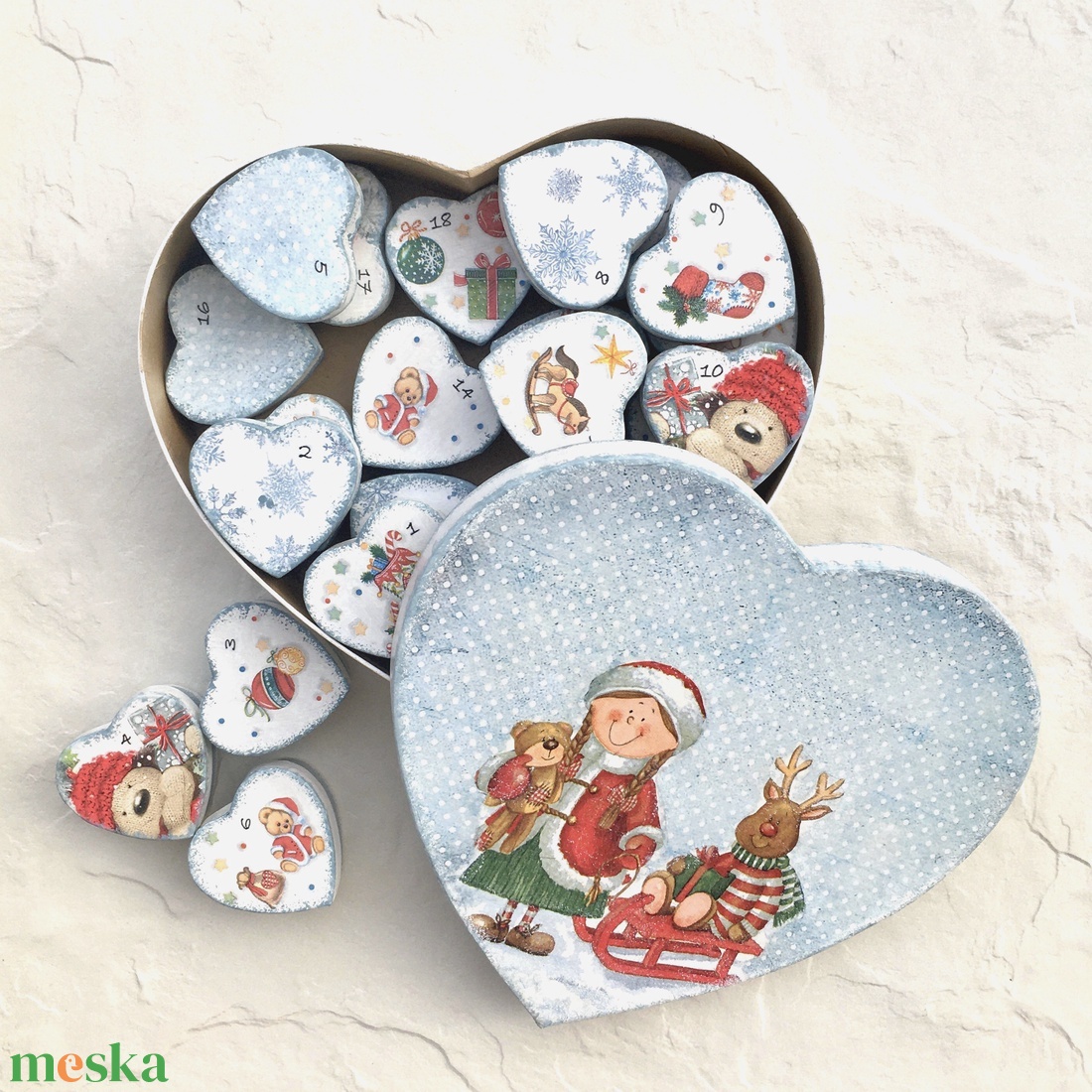 Adventi szívek  naptár, várakozás - karácsony - adventi díszek - adventi naptár - Meska.hu Adventi szívek  naptár, várakozás - karácsony - adventi díszek - adventi naptár - Meska.hu