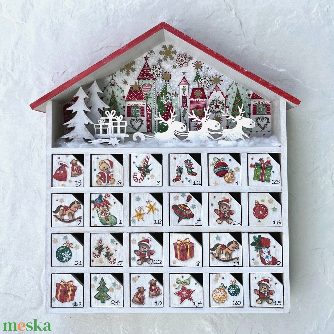 Fa adventi naptár, kalendárium - téli házikó - karácsony - adventi díszek - adventi naptár - Meska.hu Fa adventi naptár, kalendárium - téli házikó - karácsony - adventi díszek - adventi naptár - Meska.hu