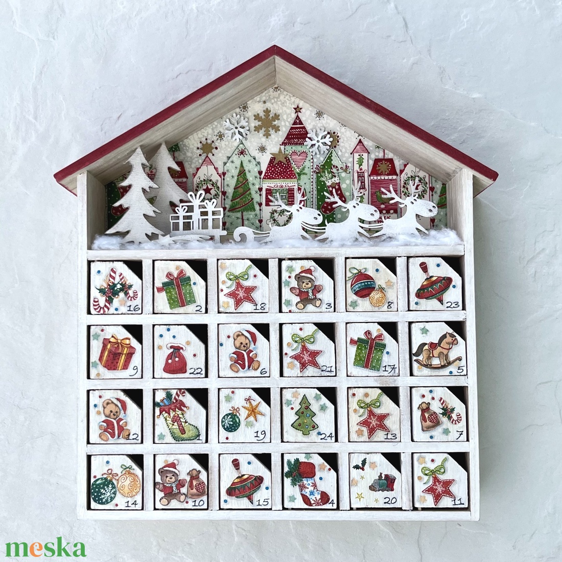 Fa adventi naptár, kalendárium - téli házikó - karácsony - adventi díszek - adventi naptár - Meska.hu Fa adventi naptár, kalendárium - téli házikó - karácsony - adventi díszek - adventi naptár - Meska.hu