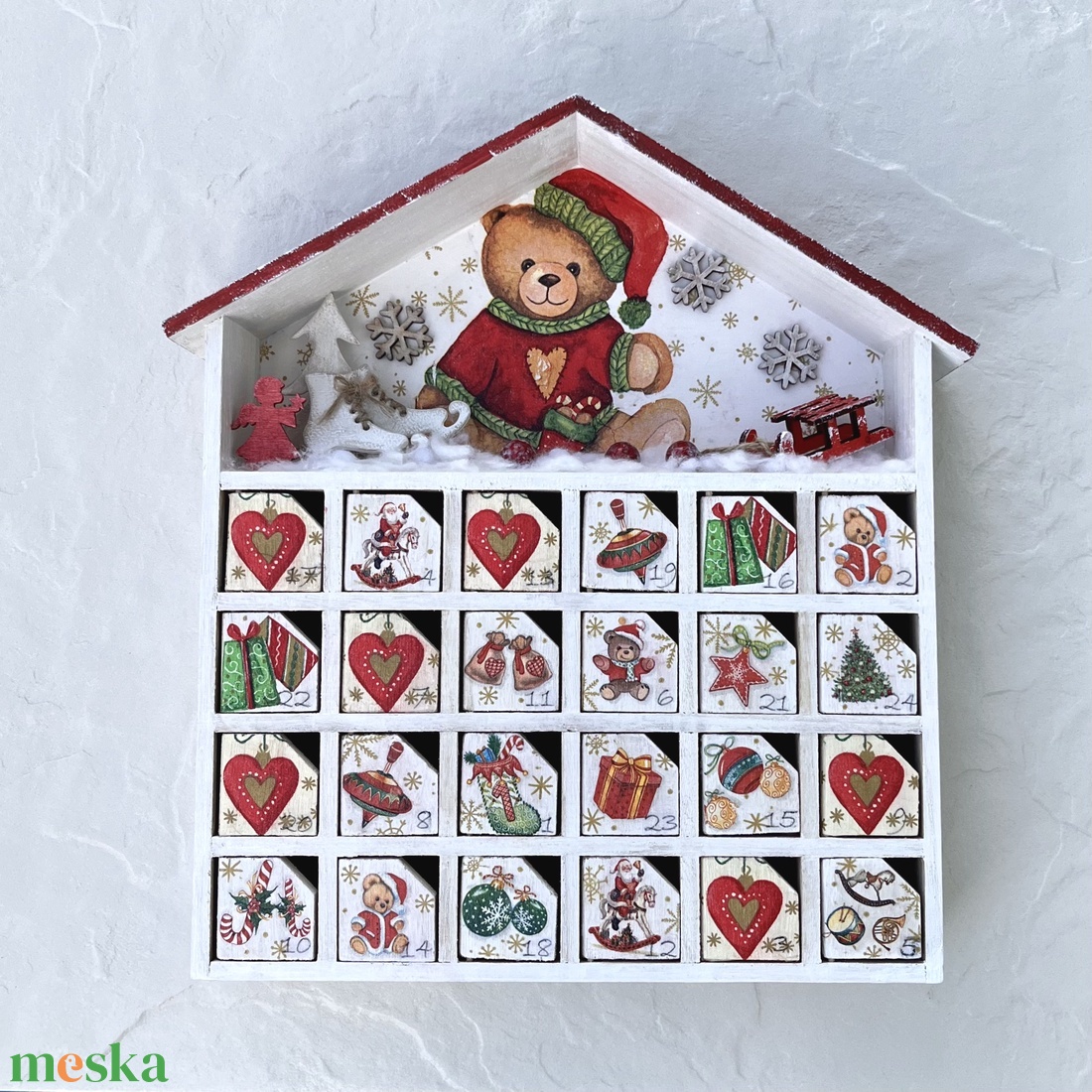 Adventi házikó, naptár mackóval - karácsony - adventi díszek - adventi naptár - Meska.hu Adventi házikó, naptár mackóval - karácsony - adventi díszek - adventi naptár - Meska.hu