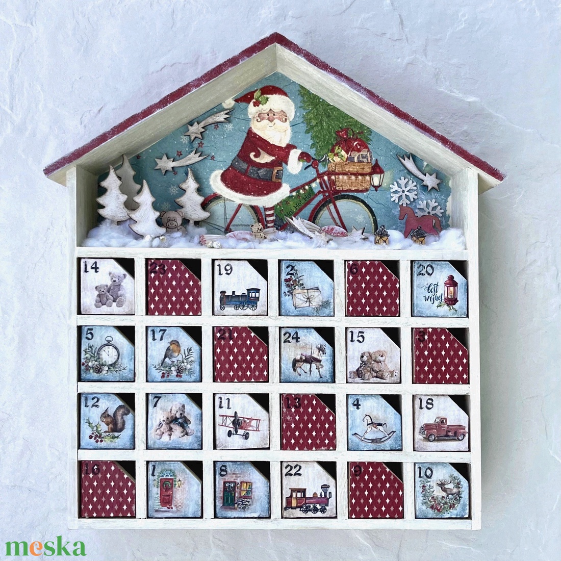 Adventi házikó, naptár - Mikulás - karácsony - adventi díszek - adventi naptár - Meska.hu