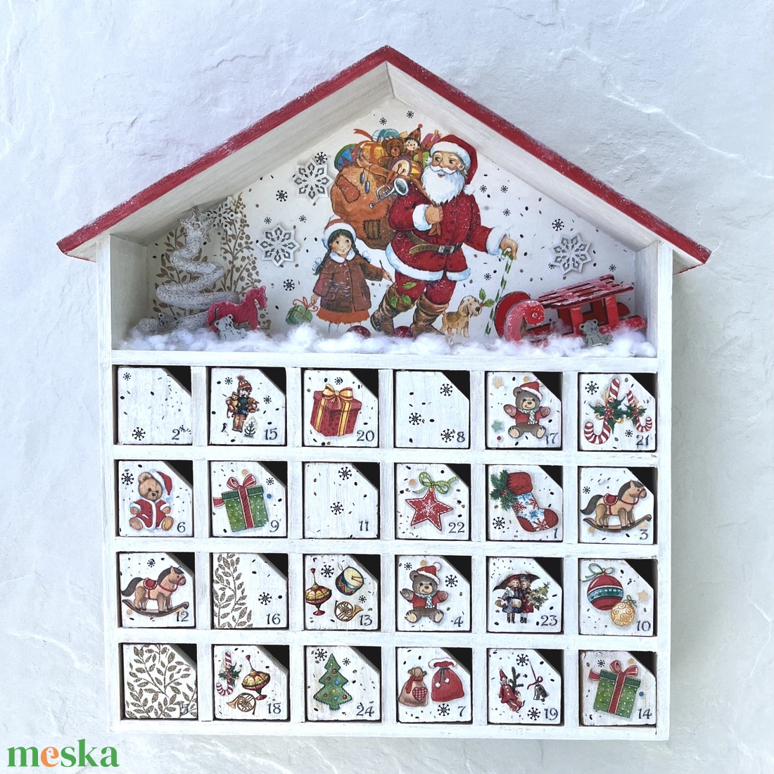 Adventi házikó, naptár - Mikulás kislánnyal - karácsony - adventi díszek - adventi naptár - Meska.hu Adventi házikó, naptár - Mikulás kislánnyal - karácsony - adventi díszek - adventi naptár - Meska.hu