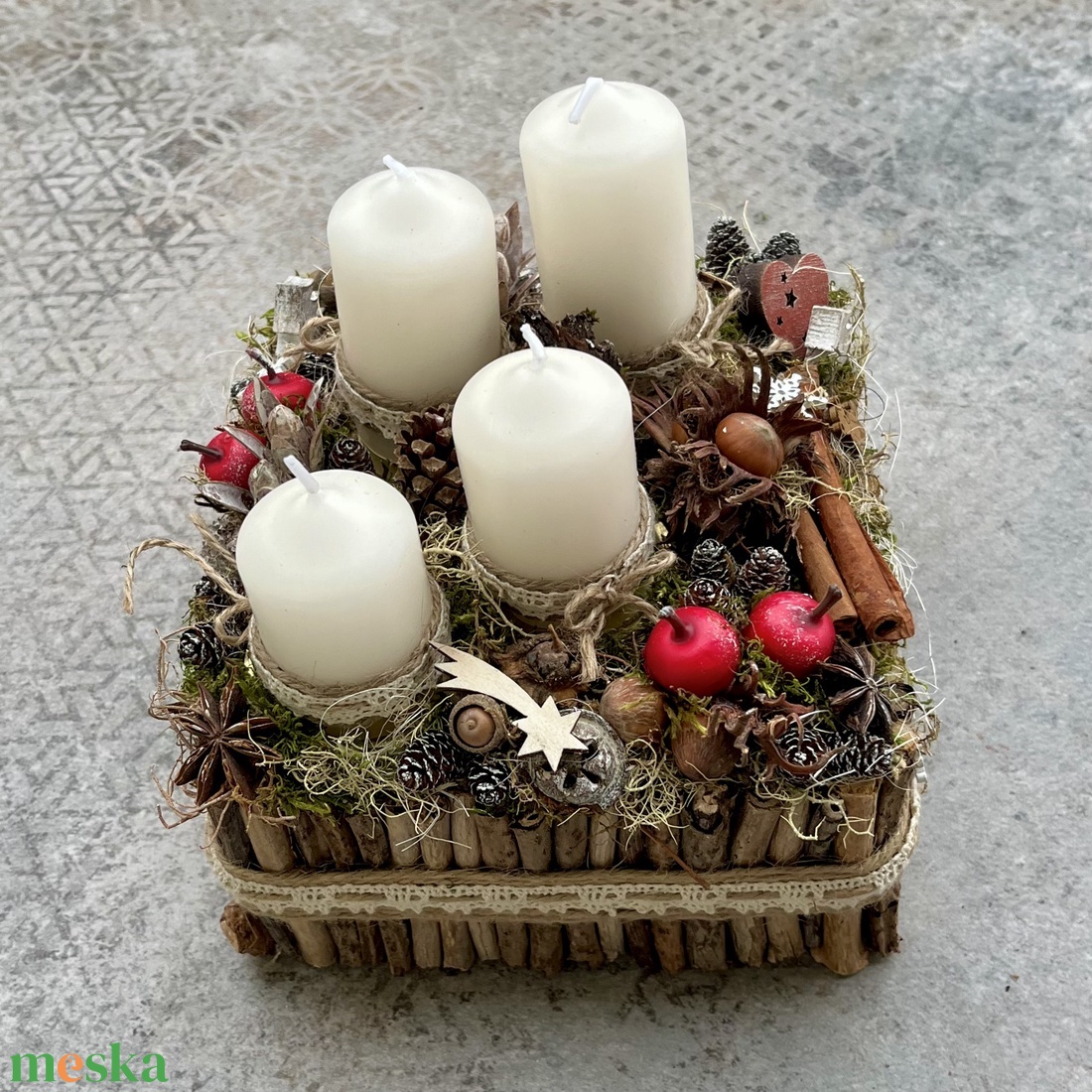 ADVENT ládika, asztaldísz gyertyákkal - karácsony - adventi díszek - adventi gyertyadíszek és koszorúdíszek - Meska.hu