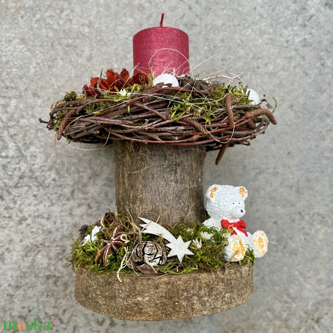 Karácsonyi asztaldísz, gyertyatartó - MACI - karácsony - karácsonyi lakásdekoráció - ünnepi asztaldekoráció - Meska.hu