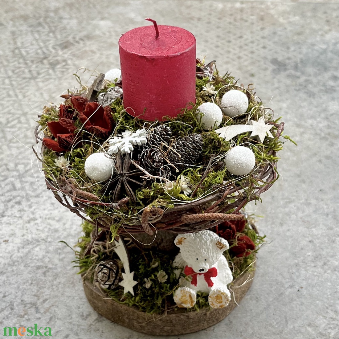 Karácsonyi asztaldísz, gyertyatartó - MACI - karácsony - karácsonyi lakásdekoráció - ünnepi asztaldekoráció - Meska.hu