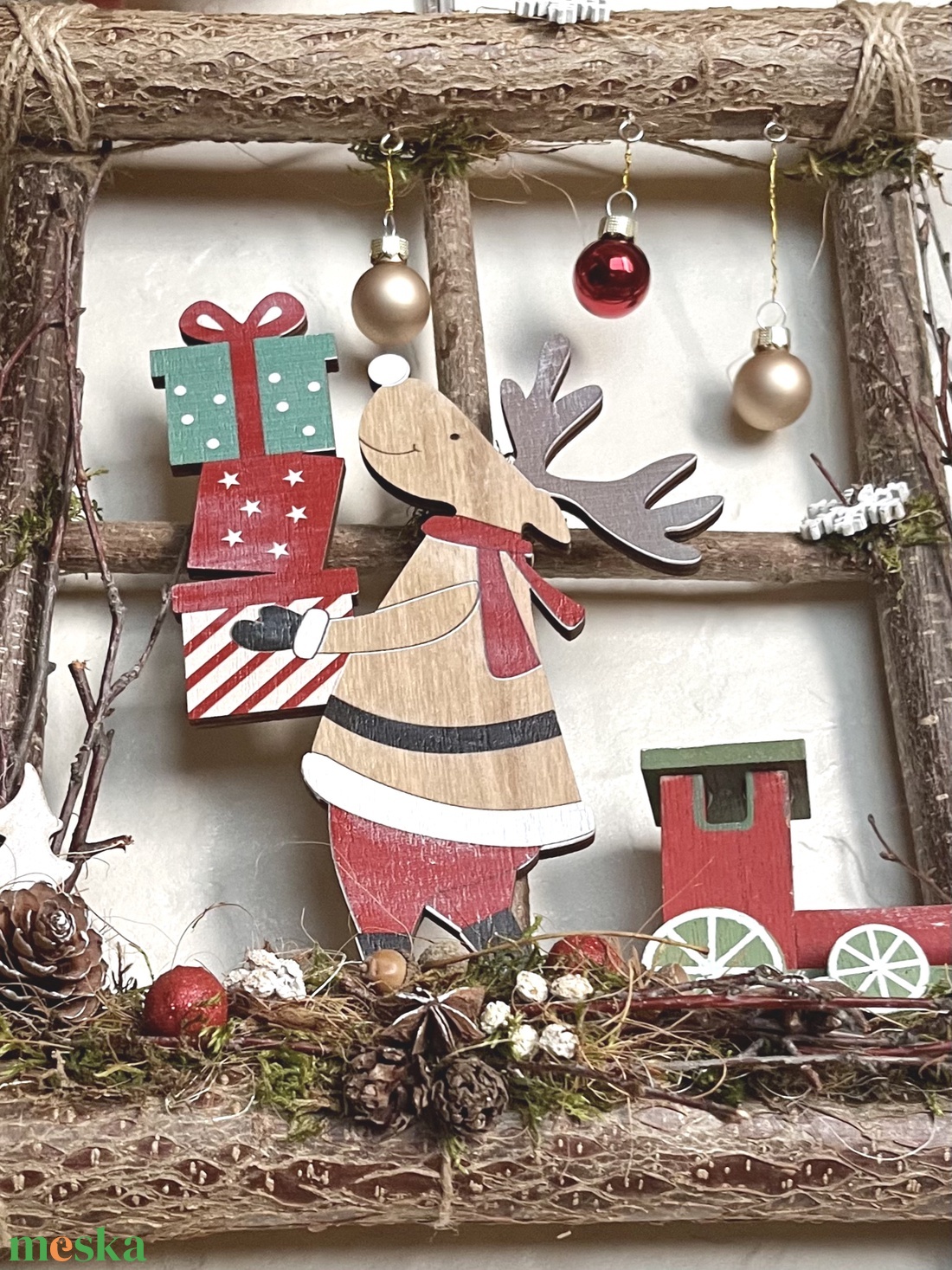 Rénszarvas kopogtató, falidísz  - karácsony - adventi díszek - adventi ajtódísz - Meska.hu