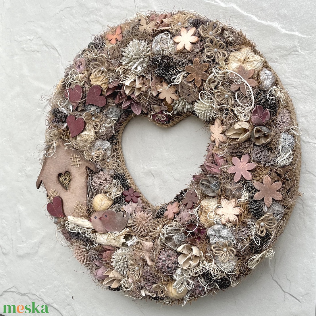 Madárkás kopogtató tavaszra, nyárra, házavatóra, Anyák napjára... - otthon & életmód - dekoráció - ajtó- és ablak dekoráció - ajtódísz & kopogtató - Meska.hu