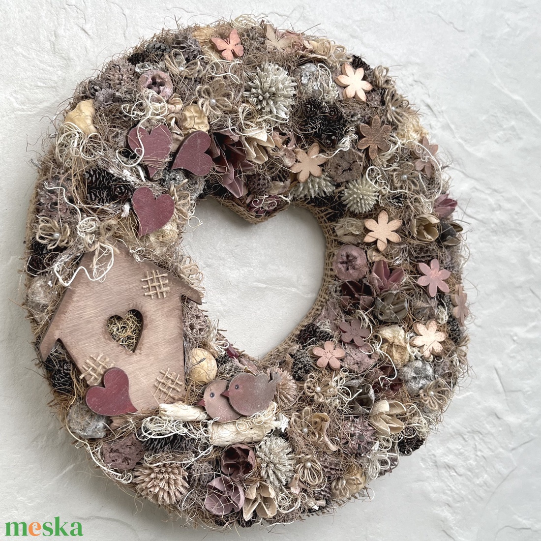 Madárkás kopogtató tavaszra, nyárra, házavatóra, Anyák napjára... - otthon & életmód - dekoráció - ajtó- és ablak dekoráció - ajtódísz & kopogtató - Meska.hu