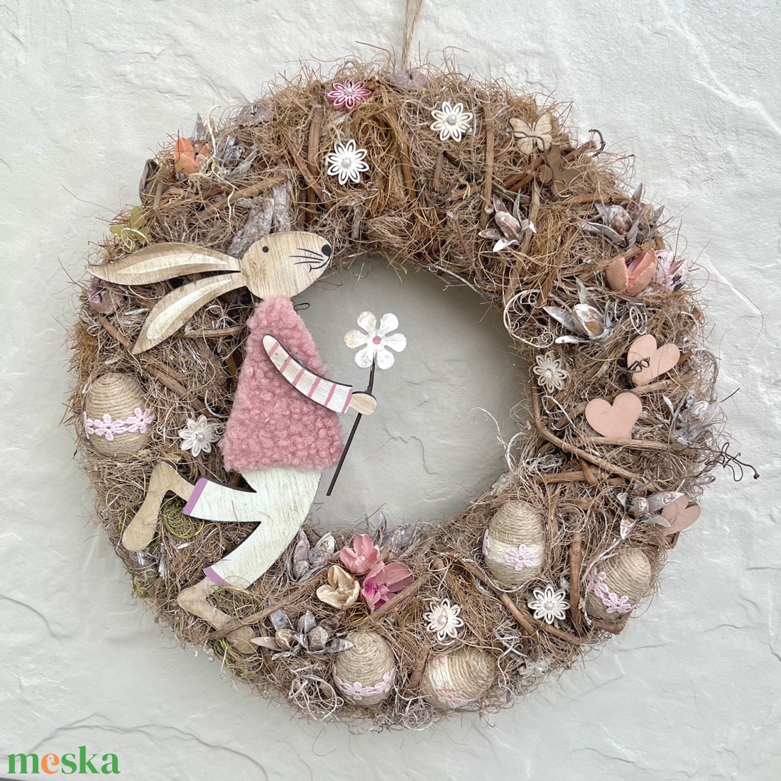 Nyuszkó - húsvéti, tavaszi kopogtató, ajtódísz - otthon & életmód - dekoráció - ajtó- és ablak dekoráció - ajtódísz & kopogtató - Meska.hu