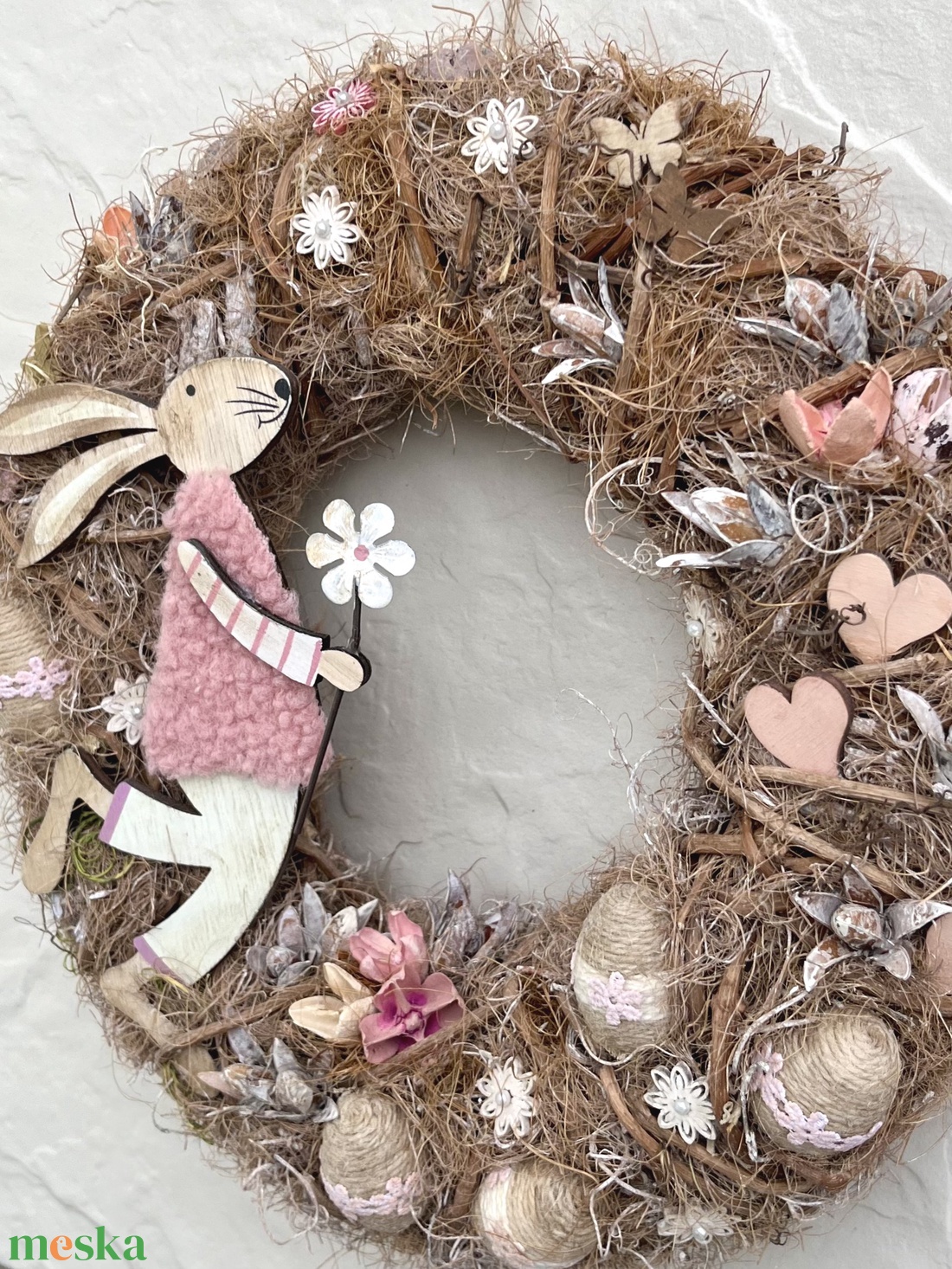 Nyuszkó - húsvéti, tavaszi kopogtató, ajtódísz - otthon & életmód - dekoráció - ajtó- és ablak dekoráció - ajtódísz & kopogtató - Meska.hu